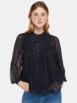 Whistles Mia Metallic Dobby Top, Navy/Multi