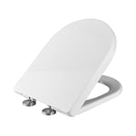 Ibergrif Toilet Seat Soft Close White, Square Quick Release Toilet Seat with Adjustable Stainless Seat Hinges, Top Fixing M41001