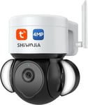 SHIWOJIA PTZ Camera Outdoor, Floodlight Security Camera 4MP CCTV Tuya Smart Life