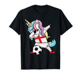 Funny Unicorn Dabbing England Football English Flag Soccer T-Shirt