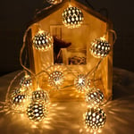 LED Rose Gold Smidesjärn String Lights, Leaves Feather Gold Morocco Ball