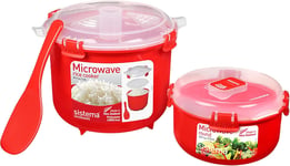 Sistema Microwave Rice Cooker & Round Microwave Food Container Set | 2.6L, 915ml