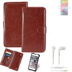 CASE FOR Samsung Galaxy M53 5G BROWN + EARPHONES FAUX LEATHER PROTECTION WALLET 