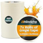 Hinrichs Masking Tape 7x - Painting Tape 6 Rolls 50m x 30mm + 1 Roll 50m x 20mm - Painter's Tape for Painting and Decorating - Masking Tape for Painting Work - Masking Tape for Renovation & Car