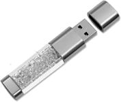 Clé Usb 3.0 64Go 32Go 16Go Nouveau Bijoux Cristal Usb 3.0 Flash Drive, Externe Cadeau Pour Cadeaux D'Anniversaire, Cadeaux De Noël, Cadeaux De Mariage (64Go, Blanc)