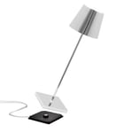 Zafferano Poldina Pro Lampe de Table LED sans Fil Rechargeable - Lampe Tactile Dimmable avec Finition Galvanique - Temp. Lumière 2700-3000K - Aluminium H38 (Chrome Poli)