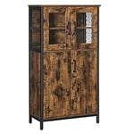 VASAGLE Meuble de Rangement, Buffet, Placard, Armoire, Étagères Réglable, Meuble de Salle de Bain, Cadre en Acier, pour Salon, Cuisine, Style Industriel, Marron Rustique et Noir LSC260B01