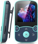 64Go MP3 Bluetooth 5.3 avec Clip, Lecteur MP3 Baladeur Sport Portable HiFi, Lecteur Musique avec Bouton Volume, Radio FM/Podomètre/Enregistreur Vocal, Extensible pour 192Go-Bleu