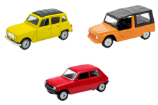 Lot de 3 voitures Renault 3 inches (7cm) Welly Jouet Miniature Retro WEL08