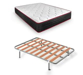 HOGAR24 ES | Lit Complet | Sommier Basic + Matelas à mémoire de Forme Memory Premier | Ensemble de Pieds avec Pince de 25 cm | Dimensions : 135 x 190 cm