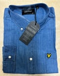 Lyle & Scott Men's Long Sleeve Denim Waffle Shirt Large BNWT Light Indigo Blue