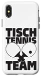 Coque pour iPhone X/XS Équipe de tennis de table avec inscription en allemand et raquette de tennis de table