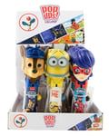 BIP - Pop-up Lollipops (Batman, Minions, Miraculous, PAW Patrol), Variety Box of 12 x 10g