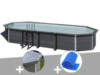 Kit piscine composite Gré Avant-Garde ovale 8,04 x 3,86 x 1,24 m + Bâche hiver + Bâche à bulles