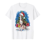 Italian Greyhound Santa Hat Christmas Lights Winter Snow T-Shirt