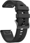 Bracelet pour Garmin Fenix 7 / Garmin Fenix 7 Solar / Garmin Fenix 7 Sapphire Solar - Silicone Noir 22mm QuickFit Phonillico®