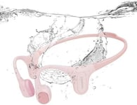 Run Plus Casque à Conduction Osseuse, Étanche IP68 à Oreilles Ouvertes, Bluetooth, avec MP3 32GB pour la Course, la Natation, Le Cyclisme, Les Entraînements et Les Sports en Extérieur, Rose