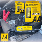 AA Smart Battery Charger Maintainer 1.5A for 6V & 12V Lead Acid, Black & Yellow