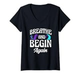 Womens Breathe And Begin Again Depression Awareness V-Neck T-Shirt