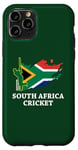 Coque pour iPhone 11 Pro Couleurs du drapeau sud-africain Cricket Afrique du Sud