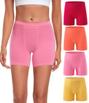 wirarpa Boxer Femme Modal Shorty Femme Super Doux Panty Caleçons Femme Short Sécurité sous Jupe Lot de 4 Multicolor Taille S