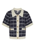 Yaslivia Ss Knit Cardigan - Navy Blazer Birch