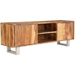 Longziming - Meuble tv Bois de Sesham massif avec finition miel 118x30x40 cm - The Living Store - Brun