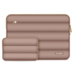 Tech-Protect Puffy MacBook / Laptop 13-14" Sleeve m. Liten Väska - Brun