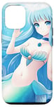 Coque pour iPhone 12/12 Pro Turquoise bleu océan coquillages manga girl anime sirène