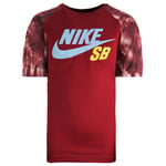 Nike Childrens Unisex Skateboarding Dri-Fit Sleeve Crew Neck Burgundy Junior T-Shirt 977568 723 - Red - Size Large