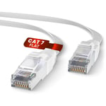 Plat Cat 7 Câble Ethernet 10m, Cuivre Pur Haut Debit Reseau LAN Cable Ethernet Cat 7 Pour Connexion Internet Rapide & Fiable | Cat7 RJ45, AWG24, SFTP, 100% Cuivre Cable (10 Mètres, Blanc).[G1015]