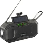 Renkforce - Radio d'extérieur RF-CR-300 fm, am radio d'urgence, Bluetooth, sd rechargeable, panneau solaire, manivelle, lampe de poche noir X967182