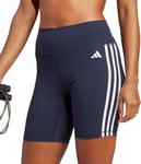 adidas Train Essentials 3 Stripes Womens Short Tights Blue Gym Training Shorts