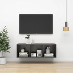 vidaXL væghængt tv-skab 37x37x107cm spånplade grå