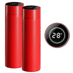SOGA 2X 500ML Stainless Steel Smart LCD Thermometer Display Bottle Vacuum Flask Thermos Red - SmartBottleThermoREDX2