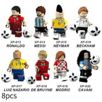 8st VM Qatar Ronaldo Messi Neymar Minifigur monterad minibyggkloss Actionfigurer Leksak Barn Present