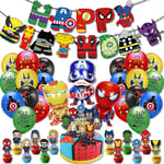 Spider-Man Iron Man tecknad superhjälte tema födelsedag dekor ballonger banner cupcake cake topper set festtillbehör