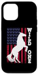 Coque pour iPhone 12/12 Pro Vintage Grunge American USA Flag Wild One Mustang Horse