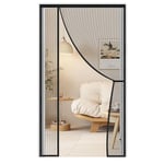 COZCLAM Moustiquaire Porte Fenetre, 90x200CM Maille Très Dense Aimantée Rideau Avec Bande Adhésive, Aucun Perçage Requis, Fermeture Magnétique, Rideau Anti Mouche Pour Porte De Balcon, Porte Fenêtre