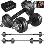 Amonax 15kg Cast Iron Adjustable Dumbbells Weight Set, Barbell Set Men Women, Strength Training Equipment Home Gym Fitness, Dumbell Pair Hand Weight, Bar Bells Free Weights for Weight Lifting