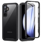 seacosmo for Samsung S23 FE Case with Screen Protector Full Body Shockproof Air Cushion Protective Cover [Compatible with Fingerprint Sensor] Slim Fit Bumper Case for Samsung Galaxy S23FE 5G - Black