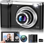 Appareil Photo numérique 5K,56MP Autofocus Vlogging Camera with 64G Memory Card Dual Cameras Front and Rear,10X Optical Zoom Compact Digital Camera with 6-Axis Anti-Shake,Touch Screen