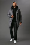 Maine Mens Wool Look Parka - Grey - Size Large