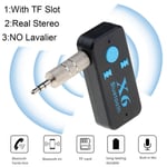 X6 Bluetooth 4.1 Musiikkivastaanotin 3,5mm Aux Audiovastaanotin Adapteri Handsfree Autosarja TF A2DP EDR Auto MP3-soitin Langaton Musiikki