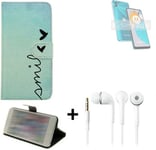 For Motorola Moto E22s protective case + EARPHONES cover bag wallet flipstyle Ca
