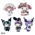 5-pack Sanrio Kuromi My Melody Anime Actionfigurer, PVC-modellfigur Samling, Tårta Topper Dekoration Barn Flickor Presenter kk