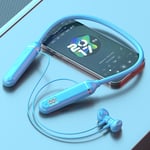 OLAF Écouteurs sans fil Bluetooth 5.3 Tour de cou Casque Affichage de la puissance de jeu Casque HIFI TWS Écouteurs avec prise en charge du micro Carte SD-Bleu-style A