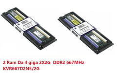 RAM 4 Giga 2X2G PC Bureau DDR2 667MHz KVR667D2N5/2G Kingston Pour Intel / AMD