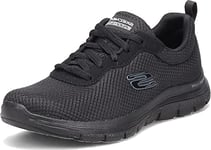 Skechers Women's, Flex Appeal 4.0 - Brilliant View Sneaker - Wide Width Black 8.5 W