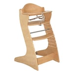 roba Chaise Haute Évolutive "Chair Up" - Hauteur Réglable - de 6 Mois à 3 Ans - Bois Naturel